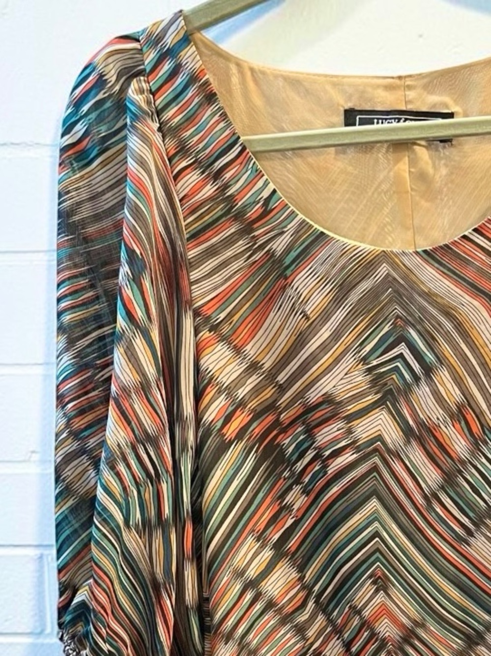 Lucy Love Multicolor Chevron-Stripe Scoop Neck Tunic